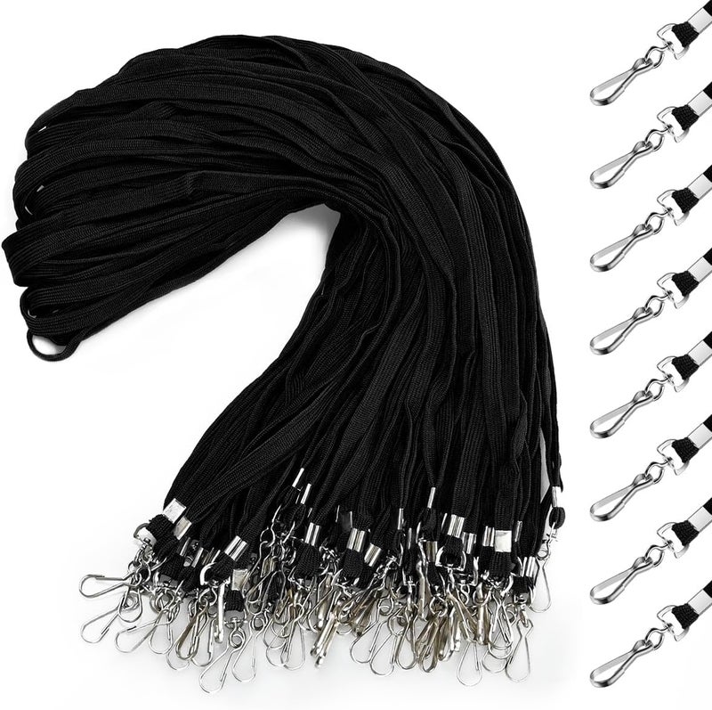 koorito 50 Pcs Badge Lanyards Flat Lanyards for ID Badges Bulk Black lanyard with Swivel J Hook Clip for Office Worker, Student, Teacher - Image 1